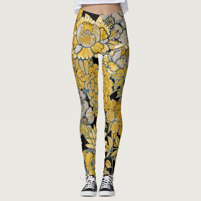 Etnisk Blommigt: Kreativet Paisley Struktur. Leggings (Framsida)