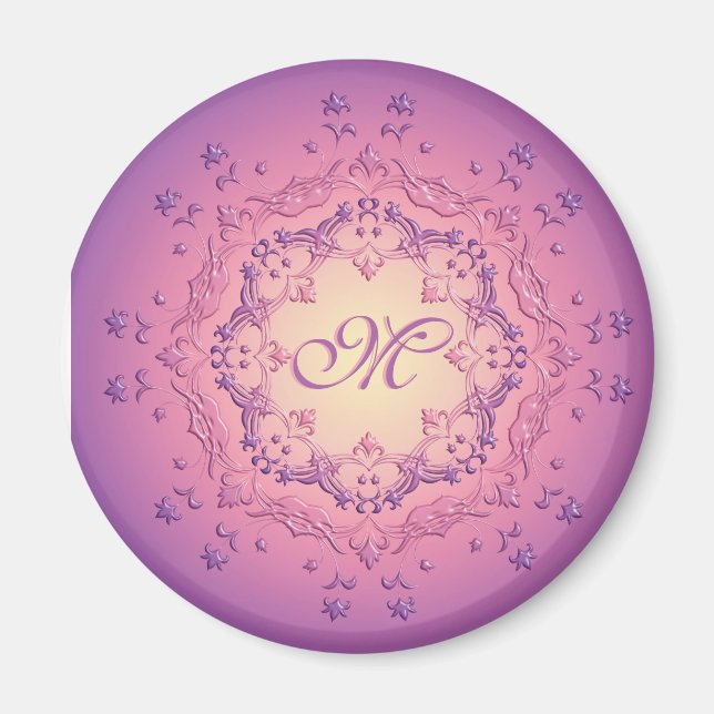Etnisk blommigt mandala. Monogram. Magnet (Framsidan)