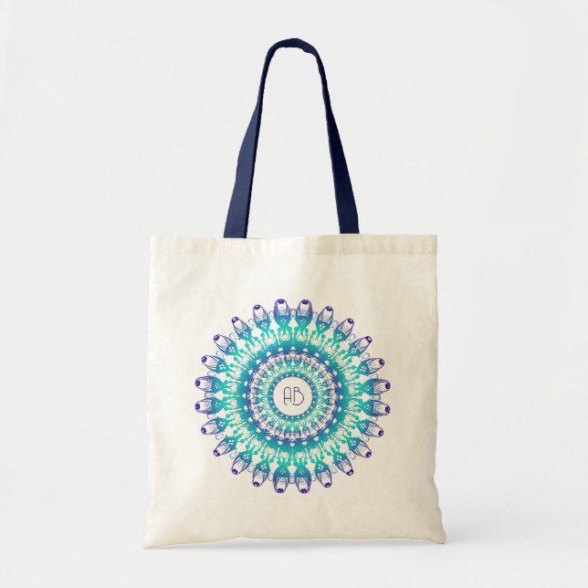Etnisk blommigt mandala.monogram tygkasse (Framsidan)