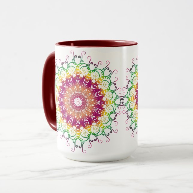 etnisk blommigt mandala. mugg (Framsida vänster)