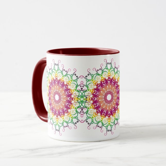 etnisk blommigt mandala. mugg (Framsida vänster)