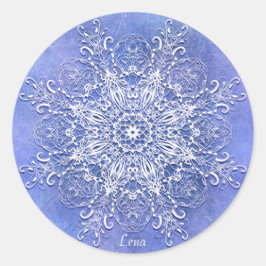 Etnisk blommigt mandala. runt klistermärke