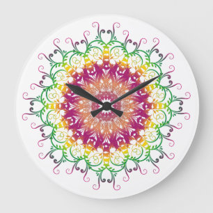 Etnisk blommigt mandala. stor klocka