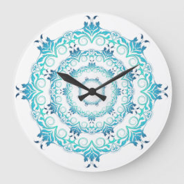 Etnisk blommigt mandala stor klocka