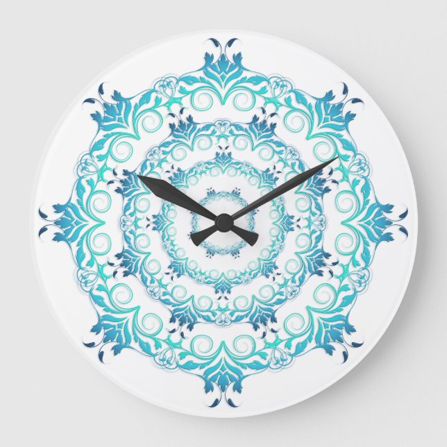 Etnisk blommigt mandala stor klocka (Framsida)
