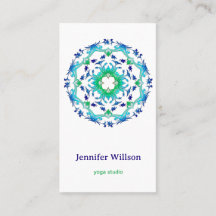 Etnisk blommigt mandala. text. affärskort