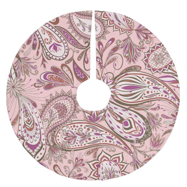 Etnisk Blommigt: Oriental Paisley Design. Julgransmatta Borstad Polyester (Framsidan)