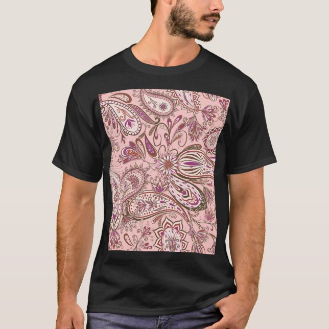 Etnisk Blommigt: Oriental Paisley Design. T Shirt (Framsida)