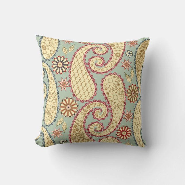 Etnisk blommigt, paisley vintage stil. kudde (Framsida)