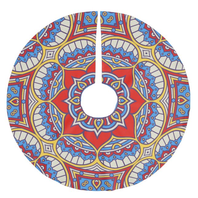 Etnisk blommigt, sömlös bohemisk mönster. julgransmatta borstad polyester (Framsidan)
