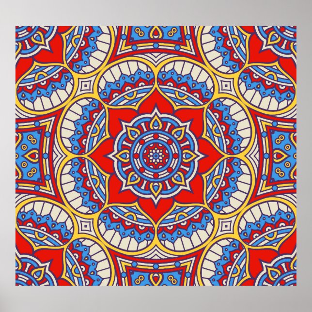 Etnisk blommigt, sömlös bohemisk mönster. poster (Framsidan)