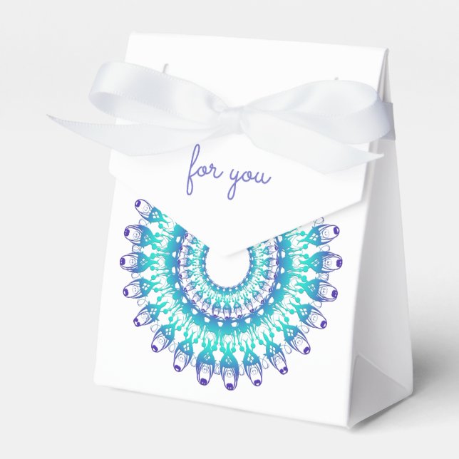 Etnisk Blommigt Turcos Mandala. Presentaskar (Framsidan Sidan)