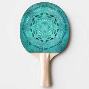 Etnisk blommigt turquise grunge mandala pingisracket