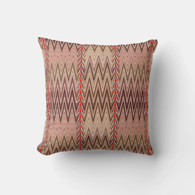 Etnisk Chevron Damask, Taupe Tan och Beige Kudde (Framsida)