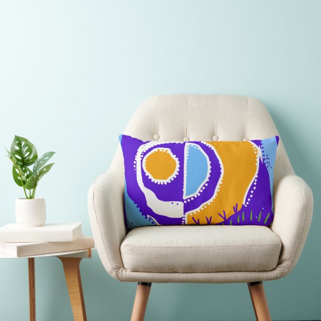 Etnisk cirkel - Turkos Blue Orange Lumbarkudde (Stol)