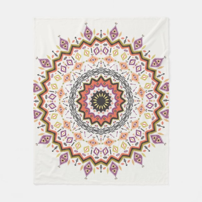 Etnisk dekoration: Vintage Native Ornament Fleecefilt (Framsidan)
