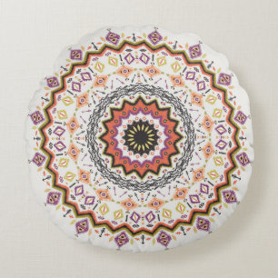 Etnisk dekoration: Vintage Native Ornament Rund Kudde