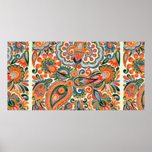 Etnisk design för hand- och ritmarkörblommor. ukra poster