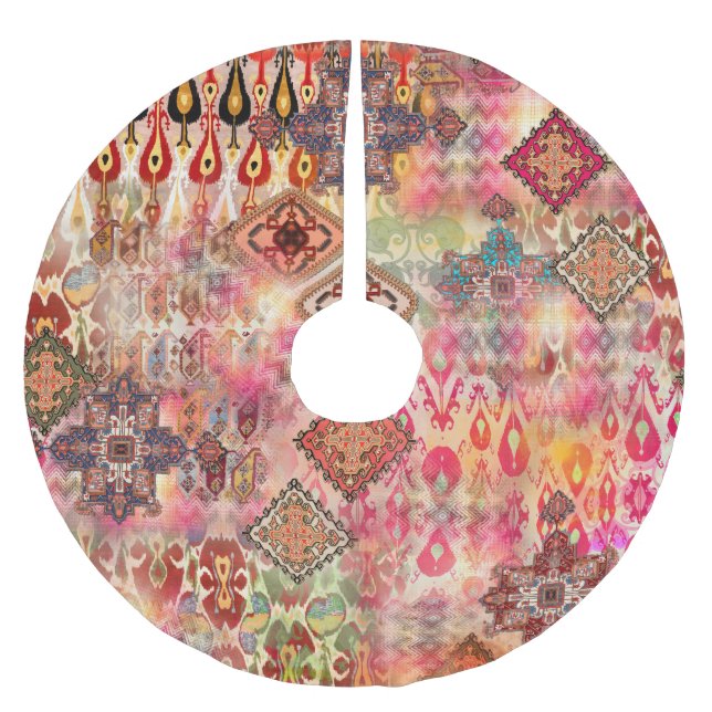 Etnisk digital Abstrakt Sömlös Mönster Julgransmatta Borstad Polyester (Framsidan)