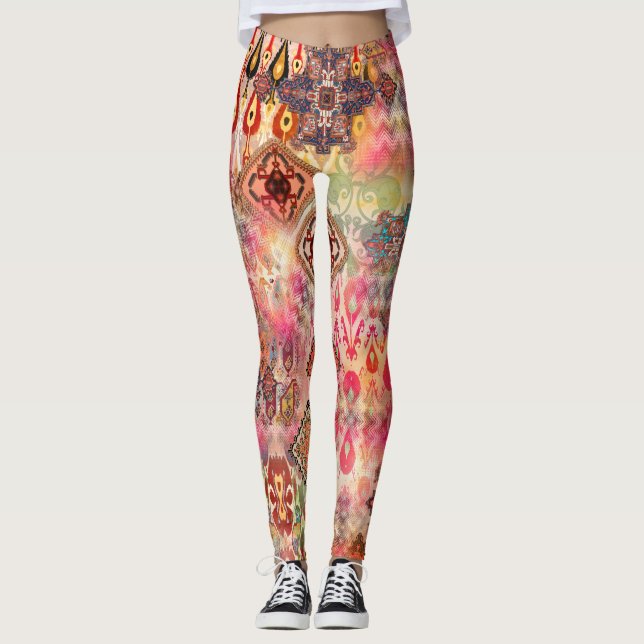 Etnisk digital Abstrakt Sömlös Mönster Leggings (Framsida)