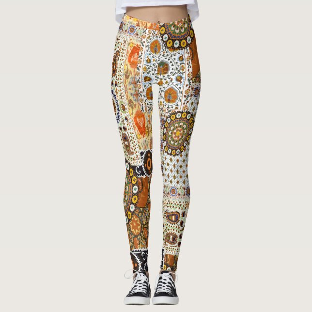 Etnisk digital Abstrakt: Sömlös Mönster Leggings (Framsida)