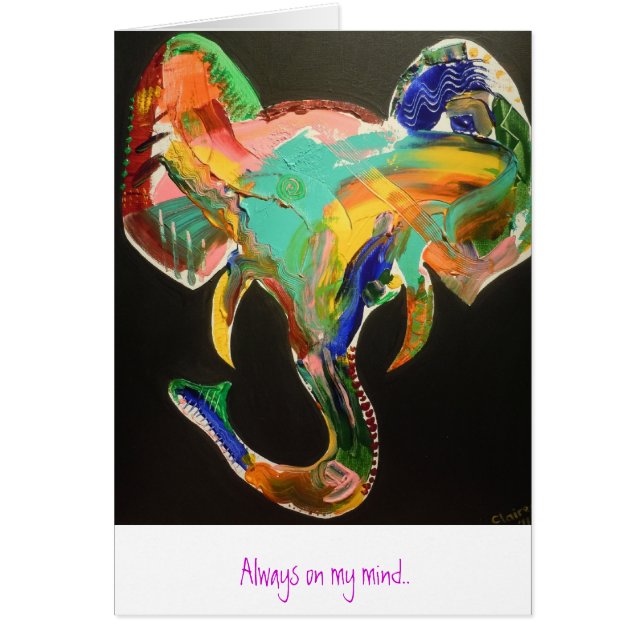 Etnisk elefant hälsningskort (Framsidan)