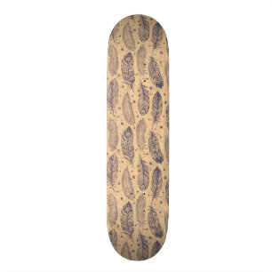 Etnisk fjäderkontur mönster mini skateboard bräda 18,7 cm