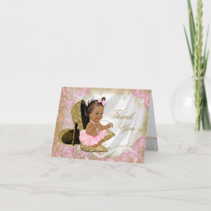 Etnisk flicka baby shower tack så mycket anteckningskort