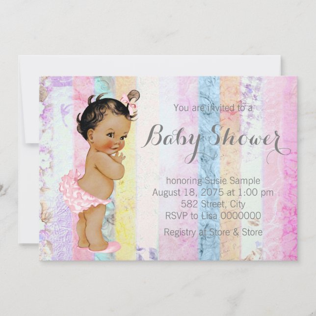 Etnisk flicka regnbåge baby shower inbjudningar (Framsida)