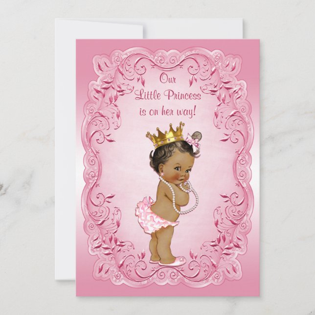 Etnisk för rosafinare för Princess baby shower ram Inbjudningar (Framsida)