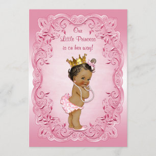 Etnisk för rosafinare för Princess baby shower ram Inbjudningar