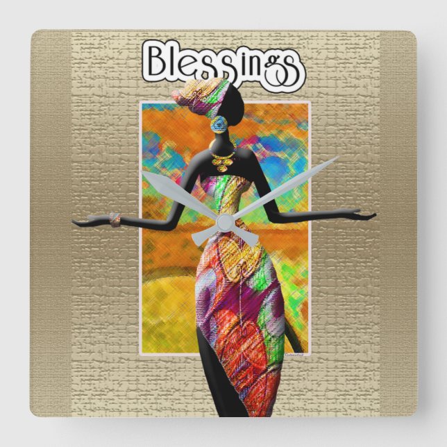 Etnisk Fyrkantig Klocka (Framsida)