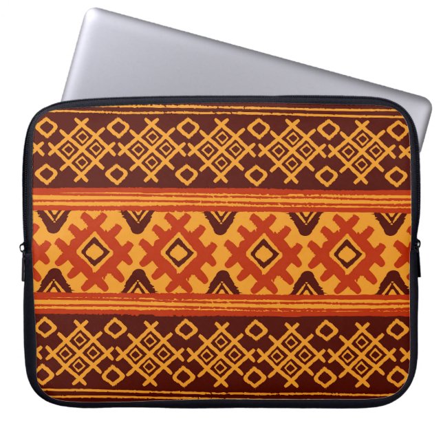 Etnisk geometri, traditionell mönster. laptop fodral (Framsidan)