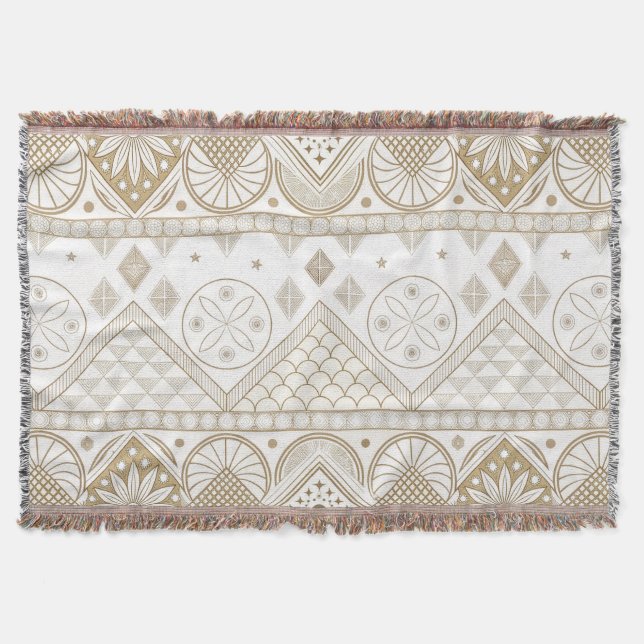 Etnisk geometrisk Blommigt Stam Sömlös Mönster 2 Filt (Framsidan)