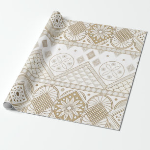 Etnisk geometrisk Blommigt Stam Sömlös Mönster 2 Presentpapper