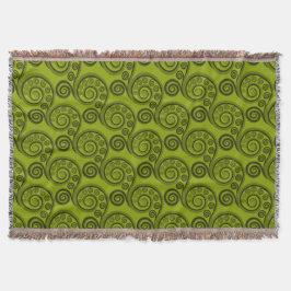 Etnisk Grönt Fern Frond Swirl Throw Blanket Filt