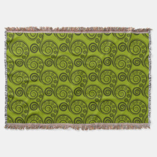 Etnisk Grönt Fern Frond Swirl Throw Blanket Filt