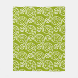 Etnisk Grönt Fern Löv Swirls Fleece Blanket