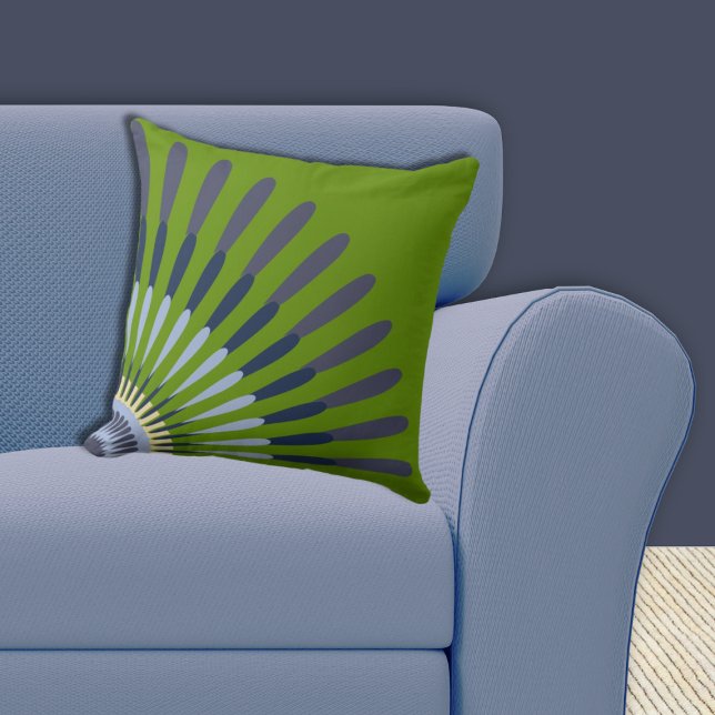 Etnisk Grönt och Blå kvartsstjärna blomma Kudde (Ethnic Green And Blue Quarter Star Flower Throw Pillow)