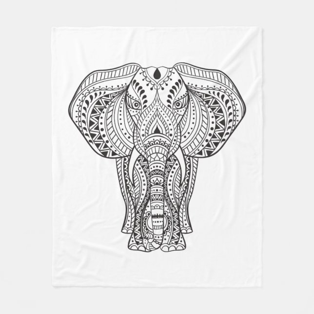 Etnisk indisk elefant fleecefilt (Framsidan)