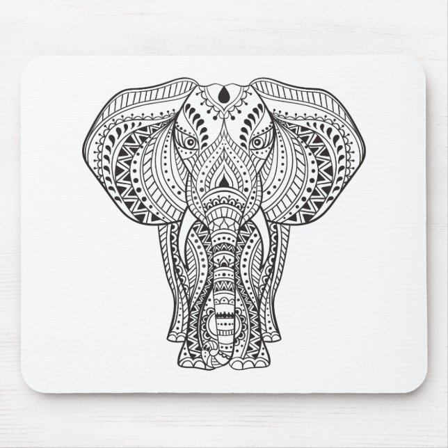 Etnisk indisk elefant musmatta (Framsidan)