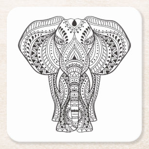 Etnisk indisk elefant underlägg papper kvadrat