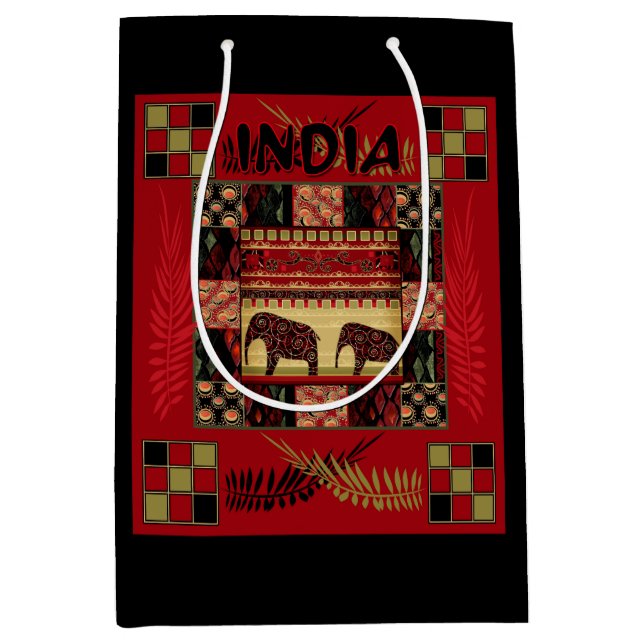 Etnisk lapptäckselefant från Indien (Framsidan)