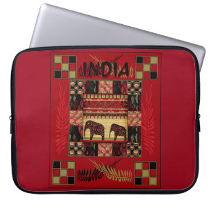 Etnisk lapptäckselefant från Indien Laptop Fodral