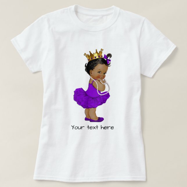 Etnisk Lila Tutu Ballerina Baby Princess Pearls Tee (Design framsida)