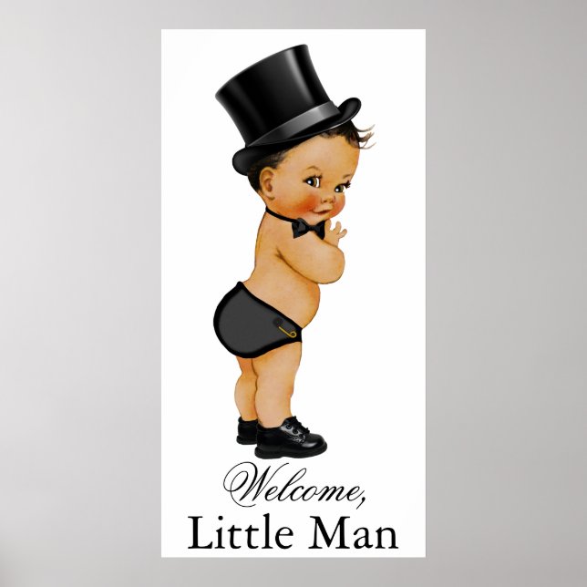 Etnisk litet manlig baby shower-banner poster (Framsidan)