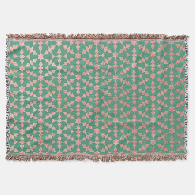 Etnisk marockansk geometrisk Mosaic Mönster Filt (Framsidan)