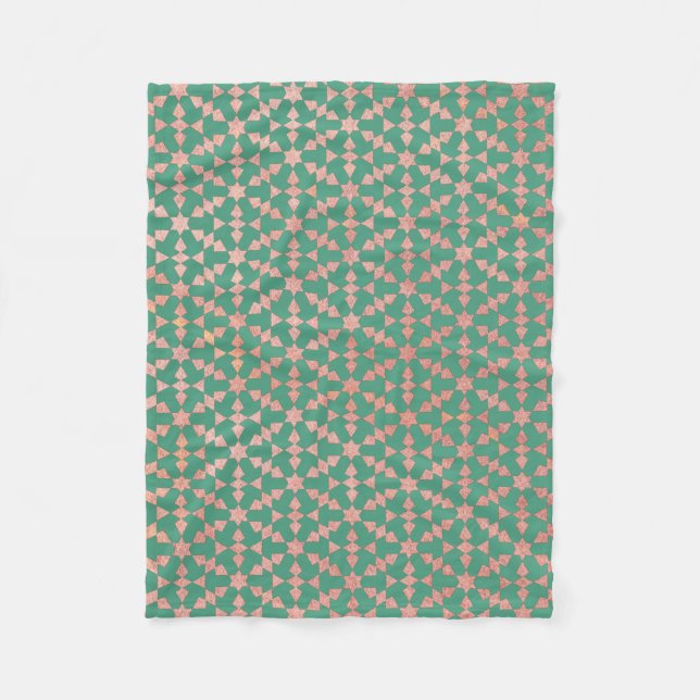 Etnisk marockansk geometrisk Mosaic Mönster Fleecefilt (Framsidan)