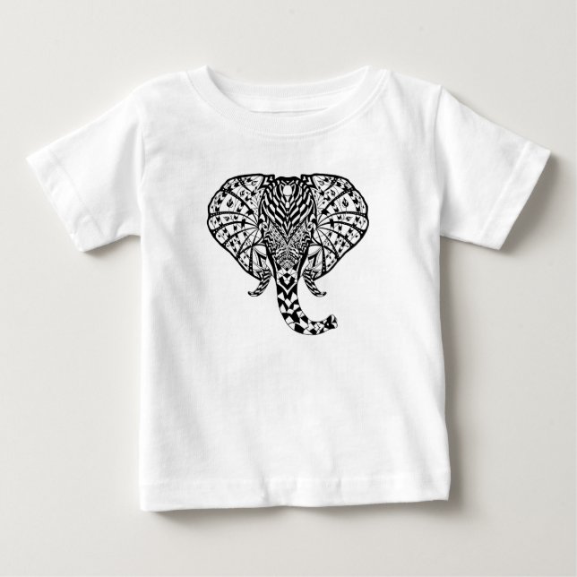Etnisk mönsterelefant t-shirt (Framsida)