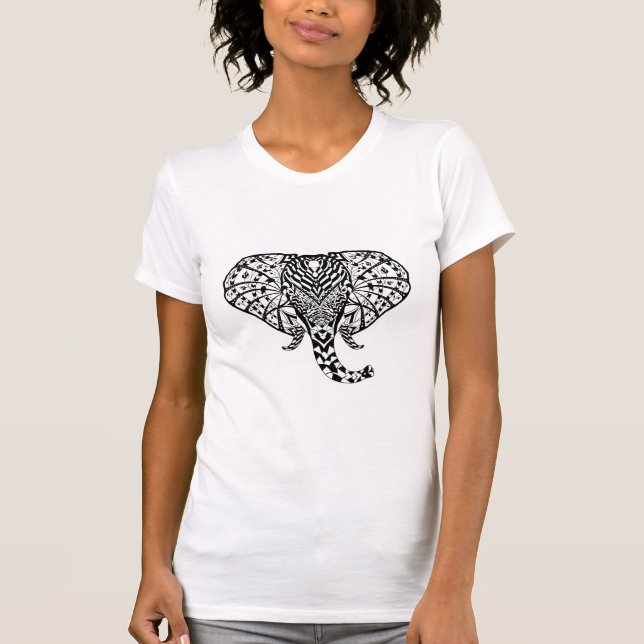 Etnisk mönsterelefant tee shirt (Framsida)